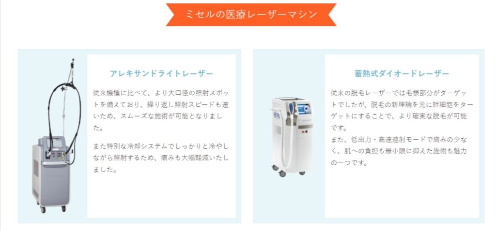ミセルクリニック脱毛機